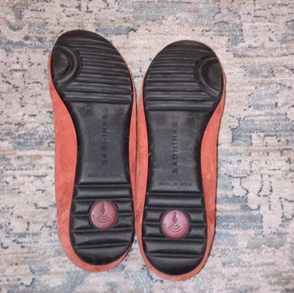 Sabrinas  Orange Navy Leather ballet Flats Size 39